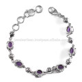 Designer Amethyst Gemstone 925 Sterling Silver Bracelet Jewelry